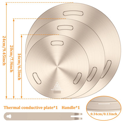 Portable Heat Conduction Plate for Gas Stove - Stainless Steel Induction Adapter with Removable Handle