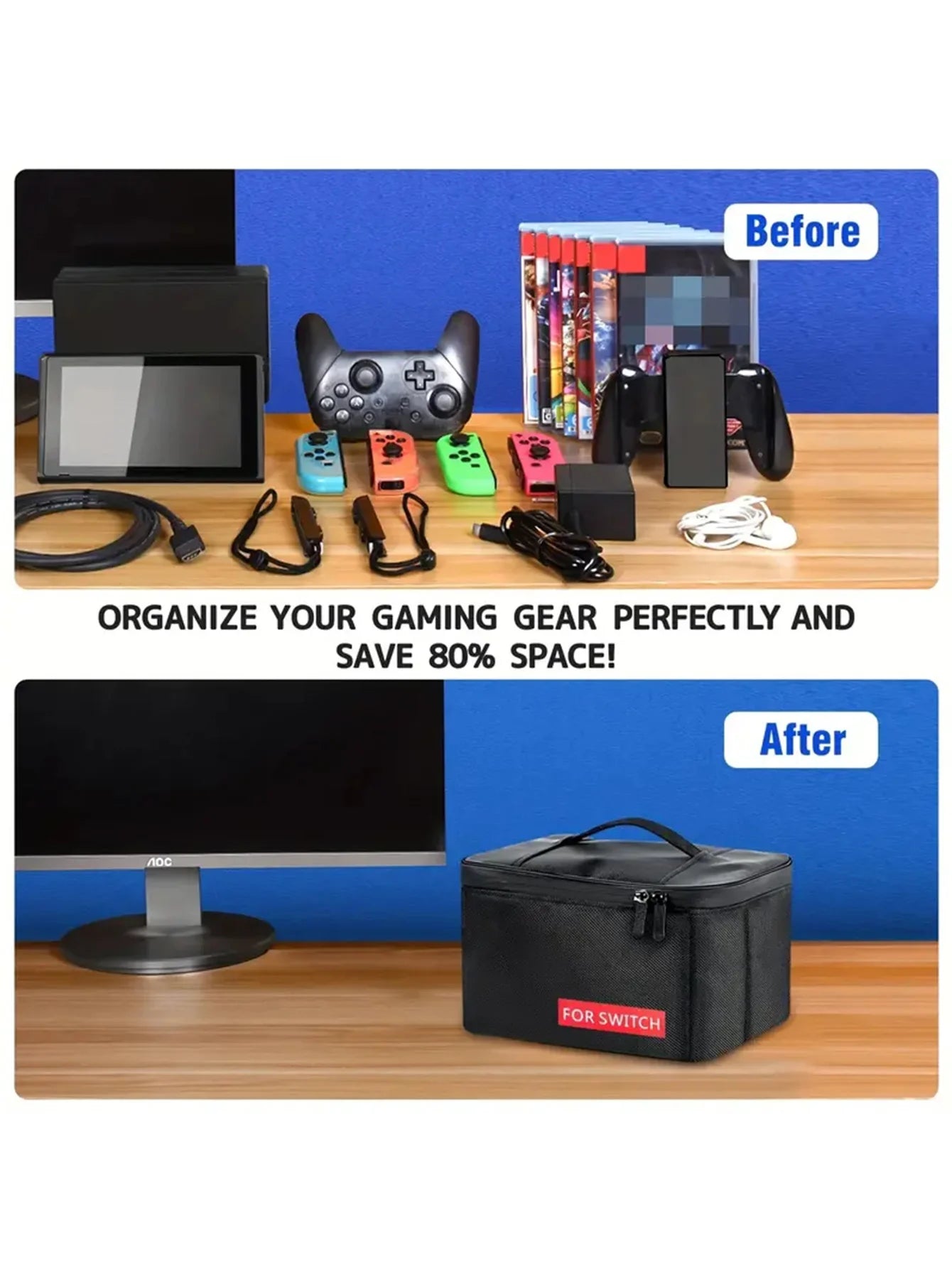 Nintendo Switch/Switch OLED Travel Bag: Soft Case Protection with Detachable Compartment - Portable Switch Case