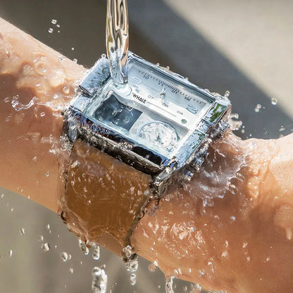 Mark Fairwhale Men’s Luxury Square Quartz Watch — Fashion Waterproof Military Leather Strap Wristwatch