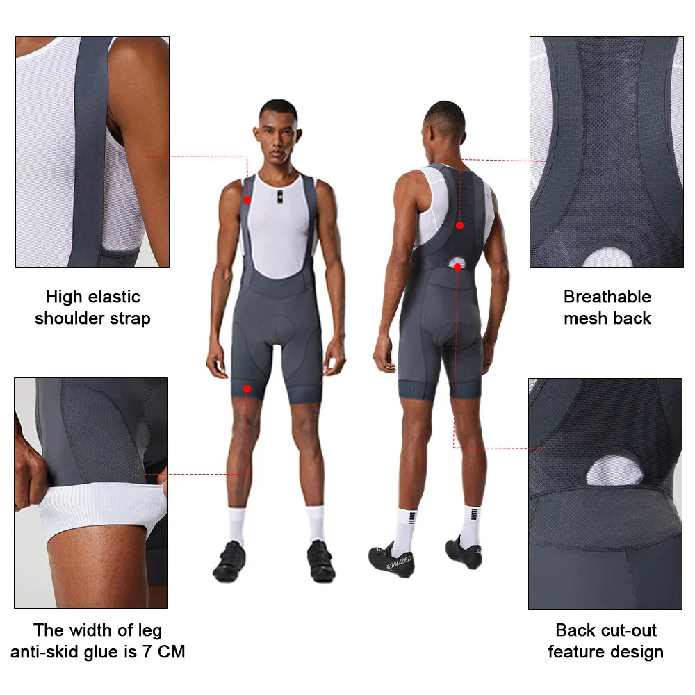 Ykywbike Men's Cycling Bib Shorts – Padded Quick-Dry Bike Tights for 6-Hour Rides, Outdoor Cycling Clothing