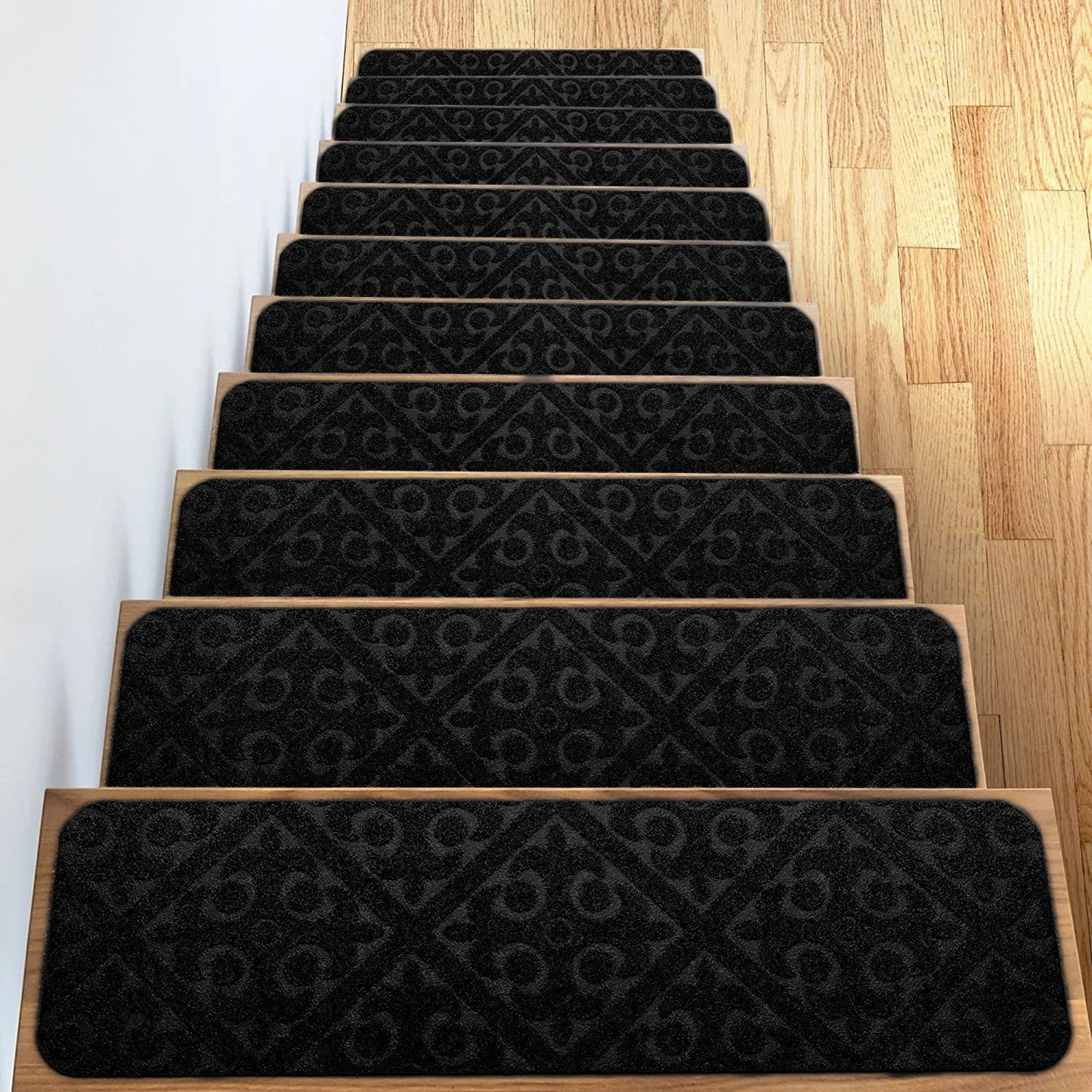20x76cm Soft Stair Mat – Self-Adhesive Non-Slip Water Absorption Carpet Protector, Variety Pattern Rug for Stairs