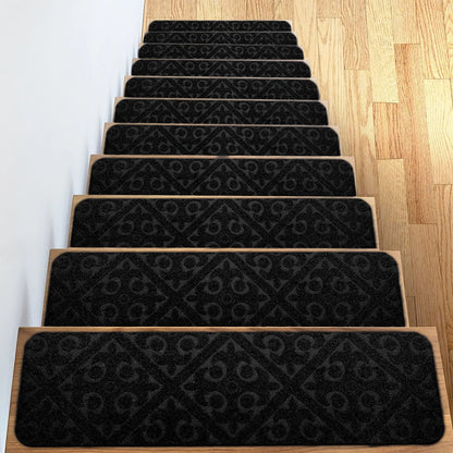 20x76cm Soft Stair Mat – Self-Adhesive Non-Slip Water Absorption Carpet Protector, Variety Pattern Rug for Stairs