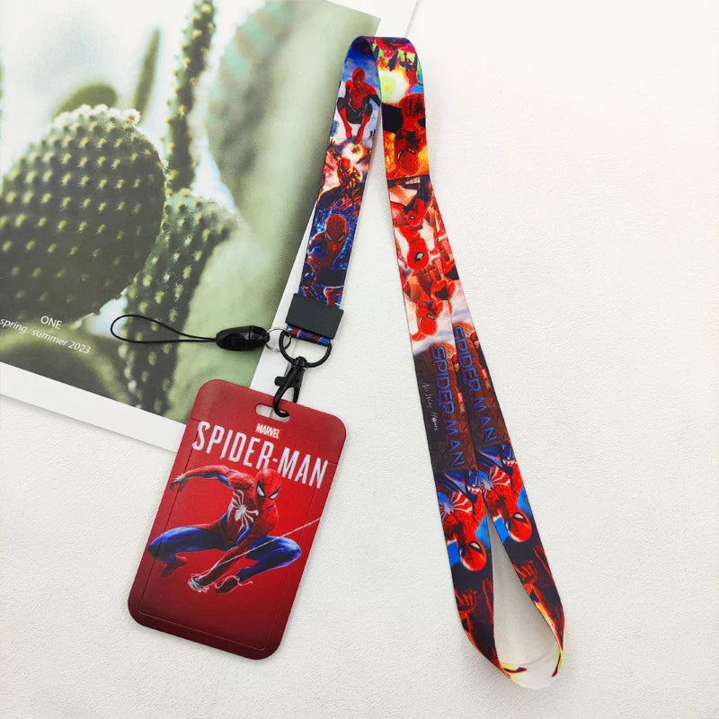 Disney Superhero ID Badge Holder Lanyard — Cartoon Neck Strap for Subway Card, Boys & Kids Campus Credential Case