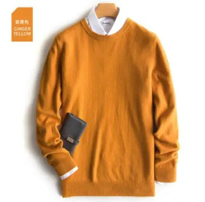 Men’s Classic V-Neck Pullover Sweater – 2024 Autumn Winter Cashmere-Cotton Blend Warm Jumper
