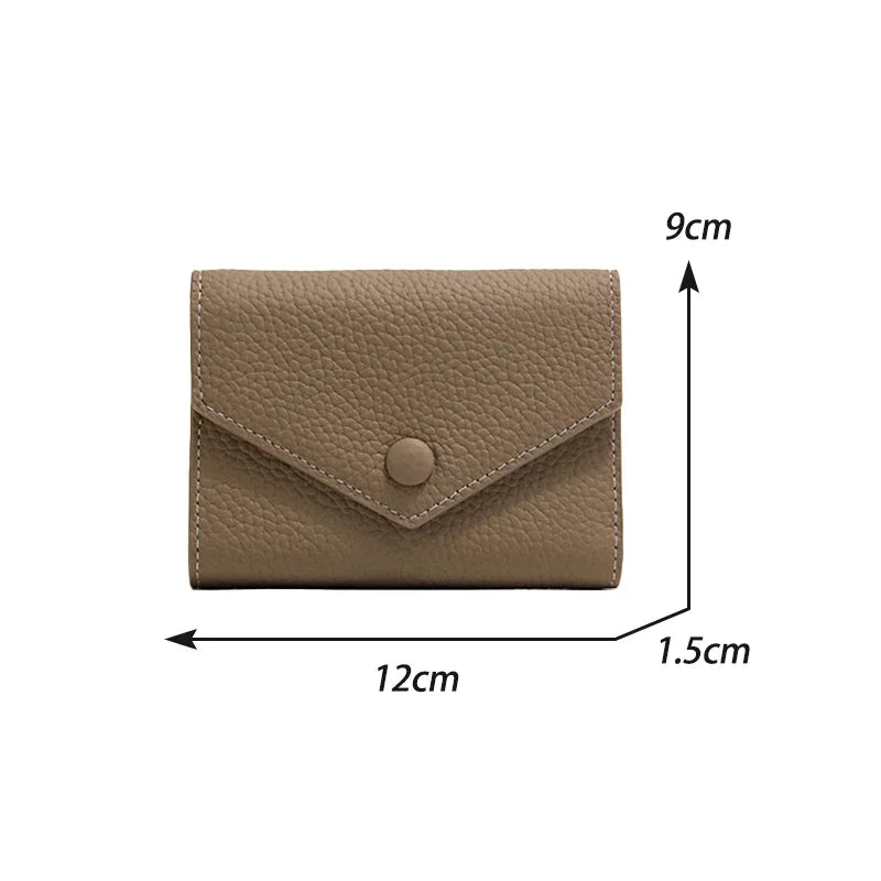2024 New PU Leather Women's Small Wallet – Luxury Envelope Card Holder, Designer Zip Coin Purse, Short Cowhide Style