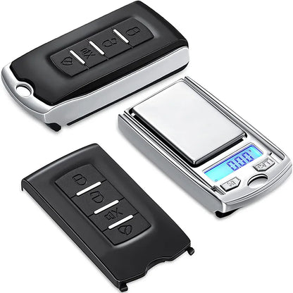 1Pcs Precision Portable Car Key Shape Mini Digital Pocket Gram Scale - 200g/100g Capacity, 0.01g Accuracy, LCD Display, Batteries Included