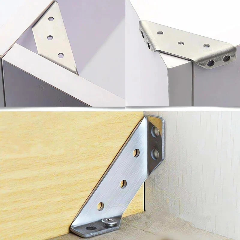 Universal Stainless Steel Corner Braces: Heavy-Duty Angle Shelf Brackets with Screws - Ideal Furniture Corner Connectors (5/10pcs)