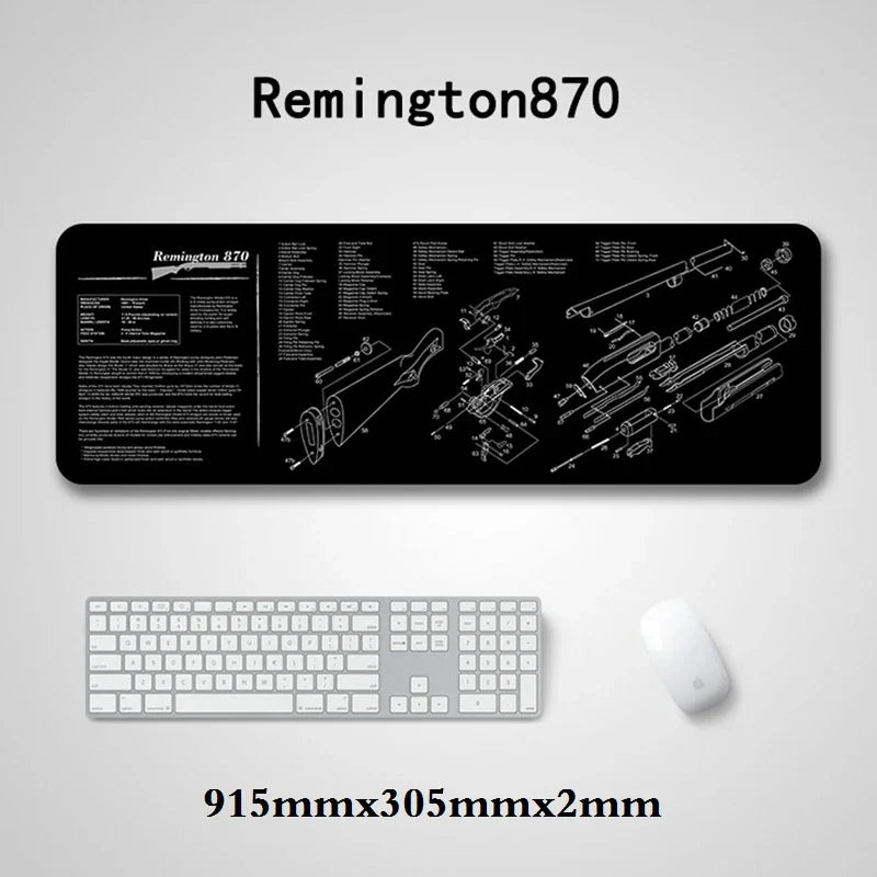 Gun Cleaning Mat Mouse Pad — Armorers Bench Mat with Parts Diagram & Instructions for AR15, AK47, GL, 1911