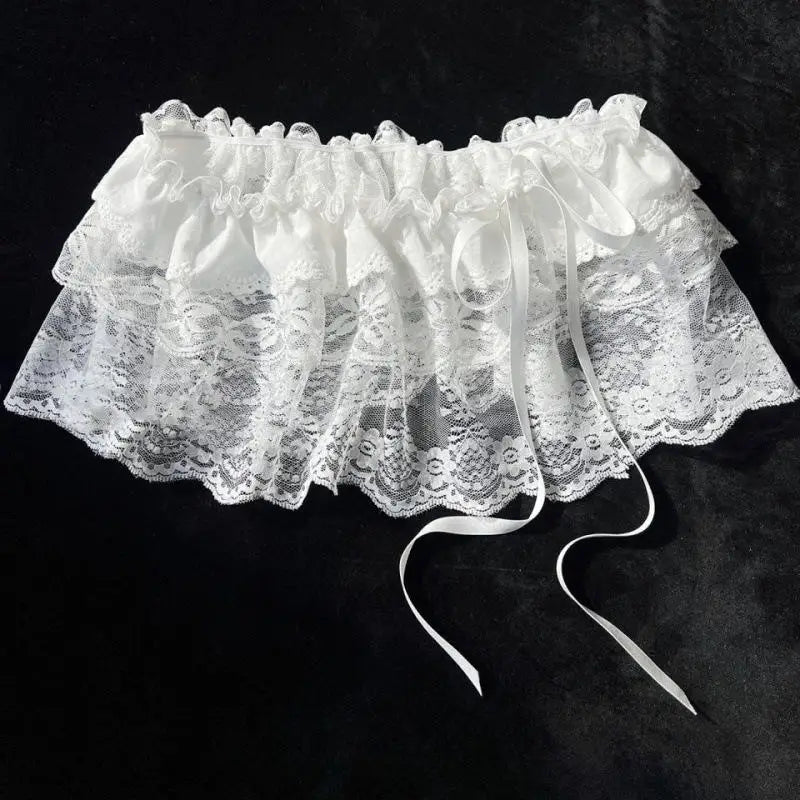 Y2K Lace Mini Skirt -  High Waist Ruffled Pleated Layered Streetwear