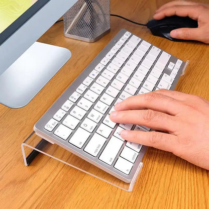 Clear Acrylic Keyboard Display Tray – Tilted Ergonomic Keyboard Riser Stand for PC & Notebook Gaming and Office Setup