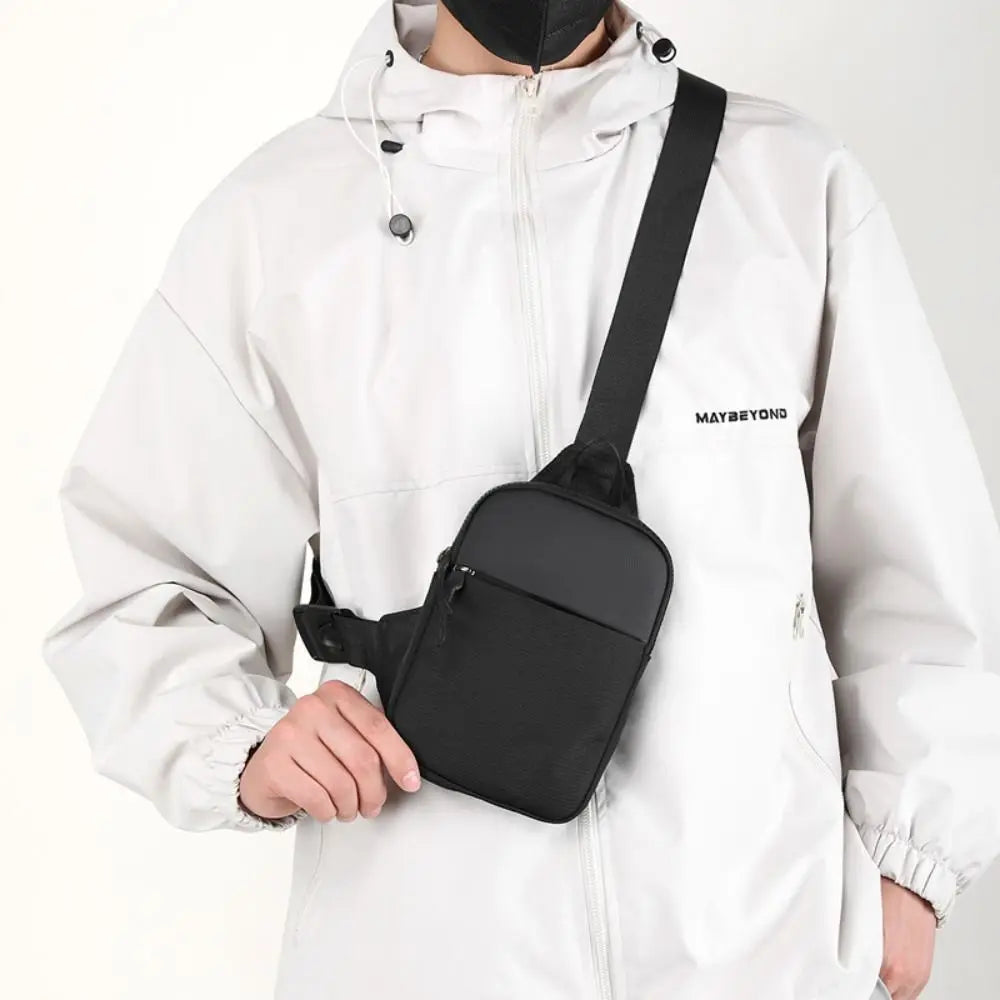 Men’s Small Canvas Chest Bag – Fashion Mini Crossbody Shoulder Sling Bag for Sport & Phone