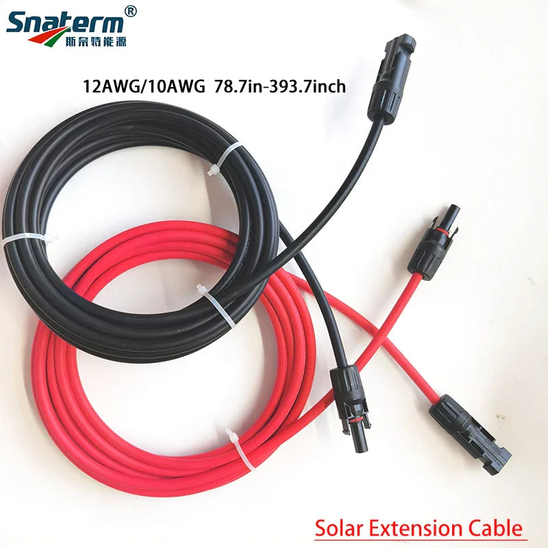 Red & Black Solar Extension Cable with Connector — 2-10m 4mm²/6mm² Photovoltaic Wire