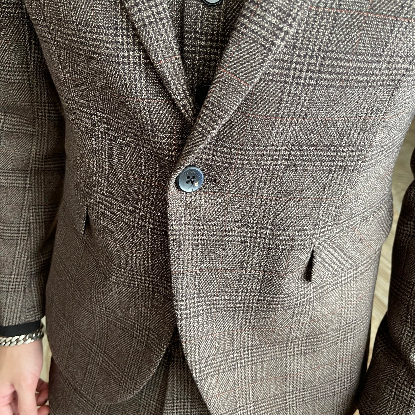 Men’s British Korean Plaid Three-Piece Suit – Stylish Business Casual Set with Blazer, Vest & Trousers