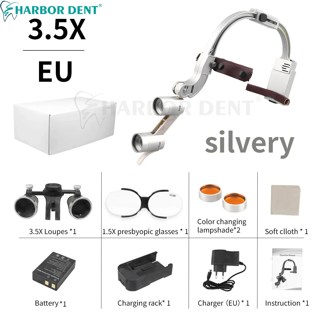 Dental Loupes LED Headlight – 2.5X/3.5X Magnification Binocular Surgical Magnifier with Comfortable Headband