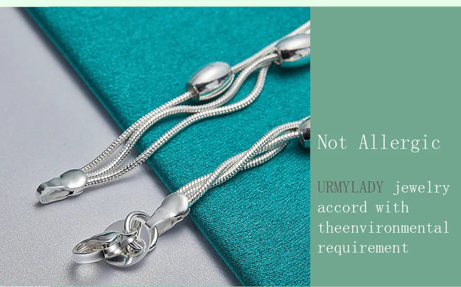 925 Sterling Silver Bracelet — Fashion Design Beaded Chain, High-Quality Jewelry for Women, Ladies, and Wedding Gifts