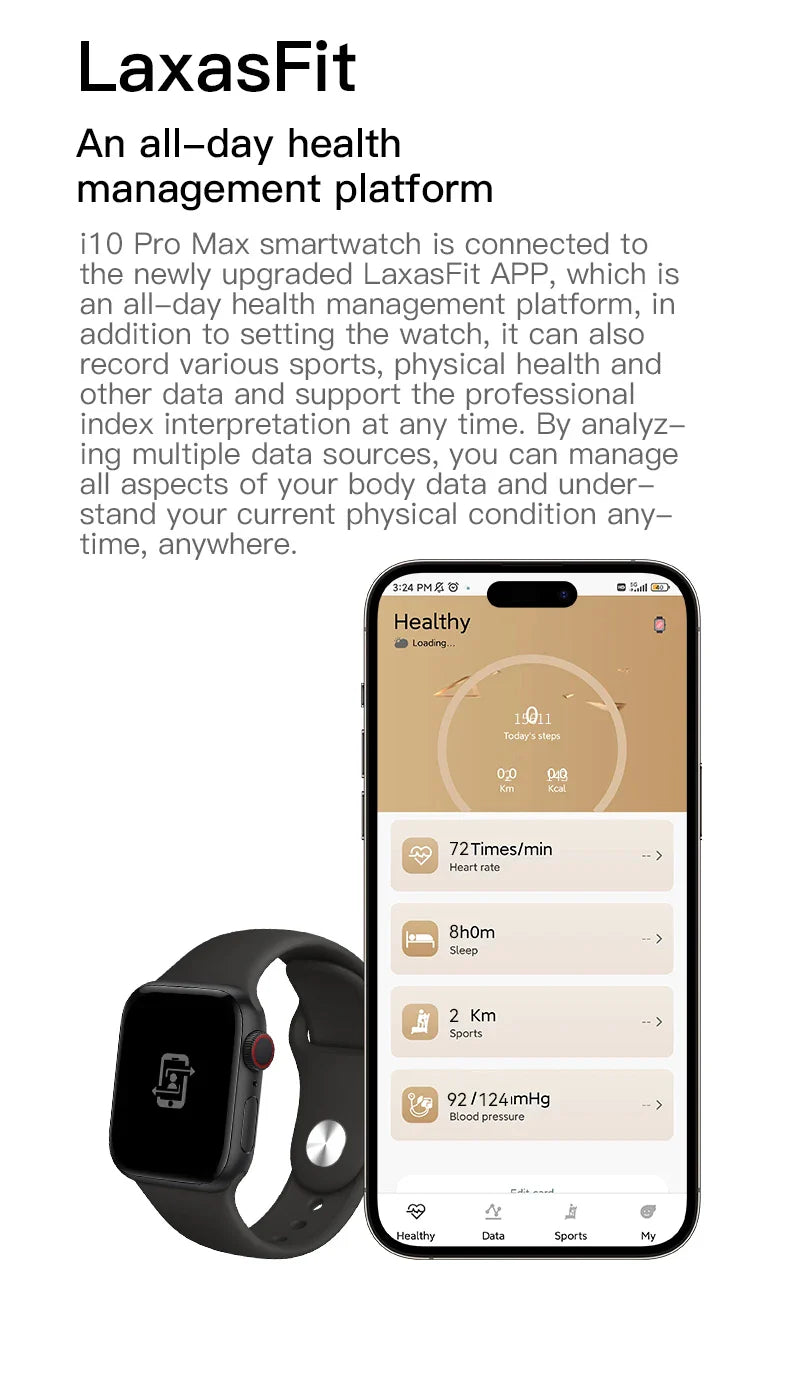 I10 Pro Max Smartwatch with Metal Strap – Sport Fitness Tracker, Custom Dial for Android & iOS, Gift for Men & Women