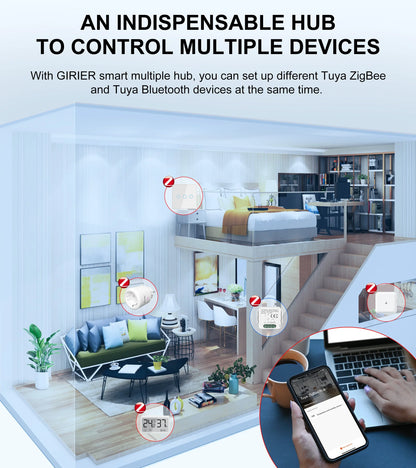GIRIER Tuya ZigBee Gateway Hub with Antenna - Smart Wired Mesh Bridge for Home Automation, Alexa & Google Assistant Compatible