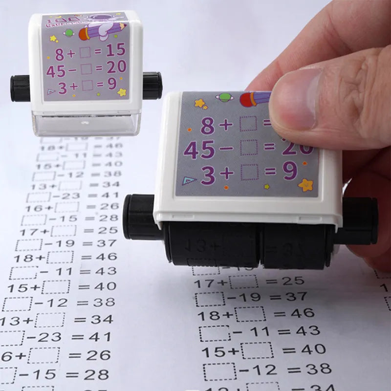 2-in-1 Teaching Stamp: Fill-In-The-Blank & Math Roller - Reusable Design for Digital Math Practice up to 100