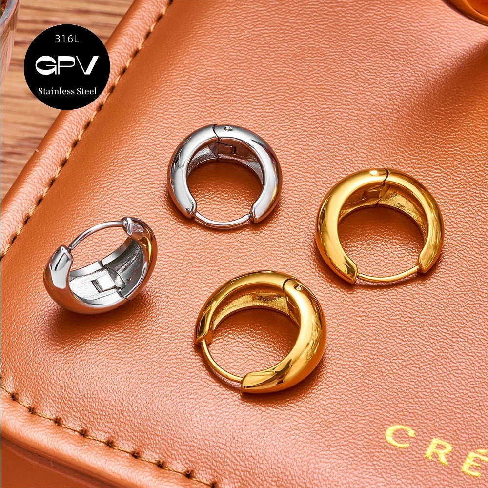 2PCS 316L Stainless Steel Earrings – Niche Design Perforated Luxury Jewelry for Women