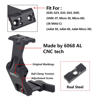 Tactical Unity Fast Mount — 3X/6X Magnifier with QD Lever, 2.26" Optical Height, Compatible with G23/G30/G33/G43/G45 Scope Mounts