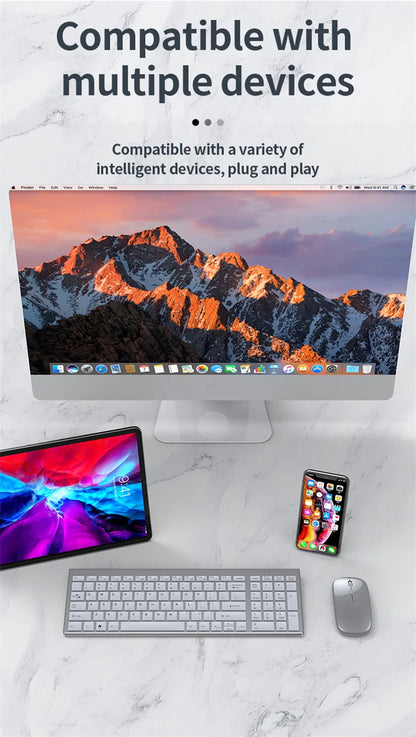 Bluetooth 5.0 & 2.4G Wireless Keyboard and Mouse Combo – Mini Multimedia Set for Laptop, PC, TV, iPad, MacBook, Android