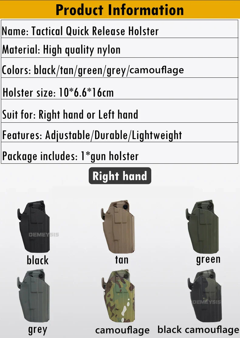 Adjustable Gun Holster — Right/Left Hand Waist Carry Case for Tactical Pistols