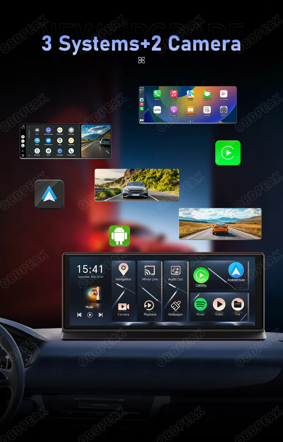 K60 Pro 11.3" Dash Cam — Android 14 AI Screen with 4G+64G, WiFi, GPS, CarPlay & Android Auto Rearview Mirror Recorder