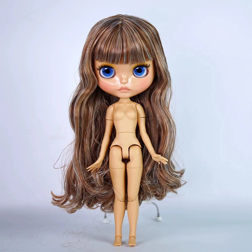 ICY DBS Blythe Doll – 30CM Tan Skin Matte & Glossy Face, Pouting Lips, 19-Joint BJD DIY Costume Doll Gift