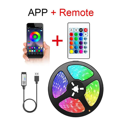 USB LED Strip Lights – Bluetooth-Controlled SMD 5050 RGB Tape, Flexible Self-Adhesive TV Backlight