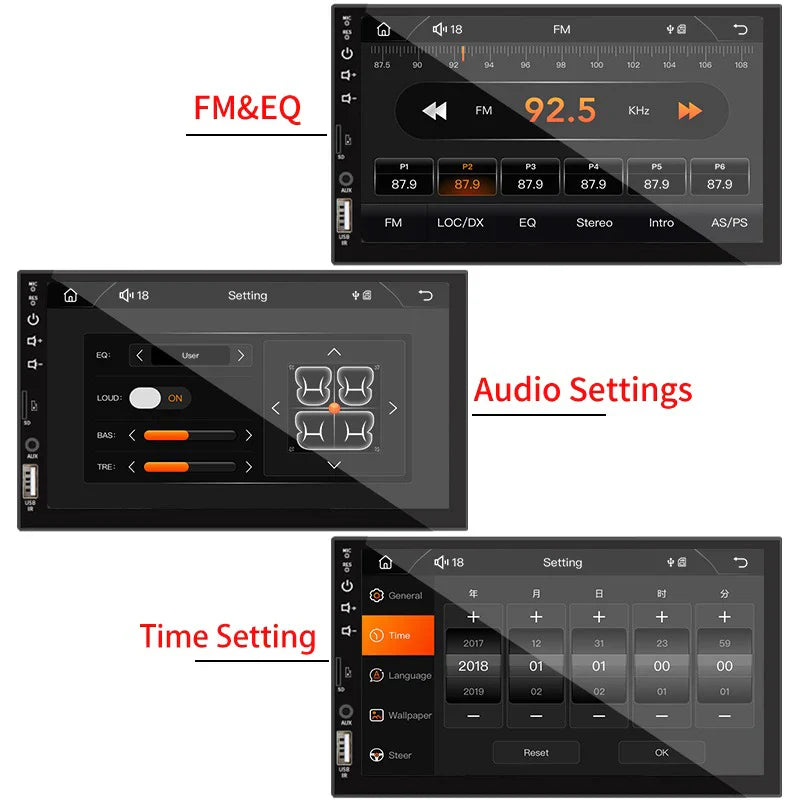 7" Car Radio – 1 Din Carplay Android Auto Multimedia Player, HD Touch Screen, FM, AUX Input, Bluetooth & MirrorLink Autoradio