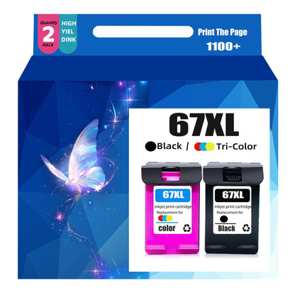 67XL Ink Cartridge Replacement Combo Pack for HP – Compatible with DeskJet 2755e, 2700, 2855e, 2800, 2742e, 4155e, 4255e, 4100 & Envy 6055 Printers Ink Set
