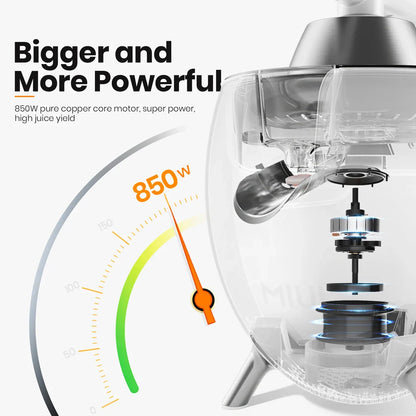 MIUI 850W Citrus Juicer - Stainless Steel Orange & Lemon Electric Juicer with Hard-Core Press and Aluminum Die-Casting Handle