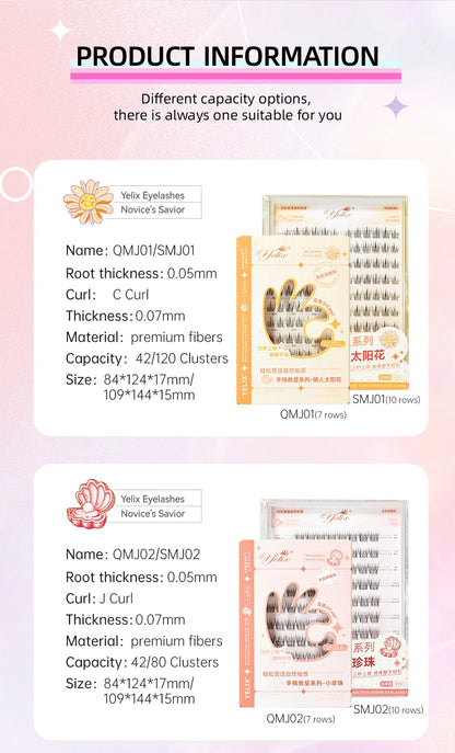 Yelix Self-Adhesive False Eyelashes — Reusable DIY Cluster Lashes, Glue-Free, Natural Soft