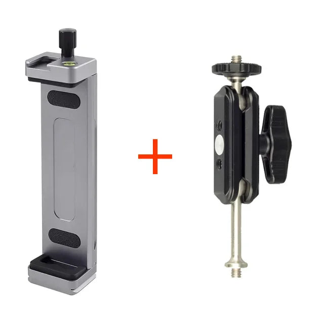 Universal Aluminum Alloy Tablet & Phone Stand – Adjustable Tripod Holder Clip for Mobile Devices