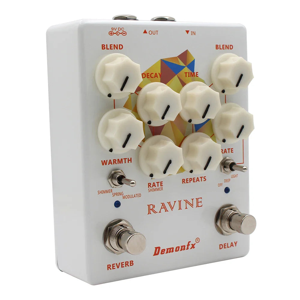 Demonfx-RAVINE Guitar Effects Pedal – Reverb & Delay with True Bypass