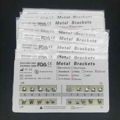 10 Packs Dental Orthodontic Metal Braces – Mini Roth/MBT/Edgewise 022 Slot Brackets for Dentist Treatment