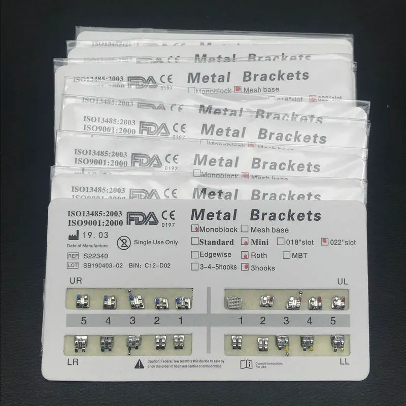 10 Packs Dental Orthodontic Metal Braces – Mini Roth/MBT/Edgewise 022 Slot Brackets for Dentist Treatment