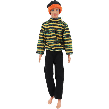 1/6 Boyfriend Doll Clothes Set — High-Quality Sparkling Top & Pants with Wool Hat for Ken Dolls