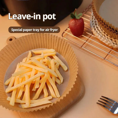 50pcs Disposable Air Fryer Paper Liners – 23CM Oil-Proof and Water-Proof Cooking Trays for Air Fryers and Baking