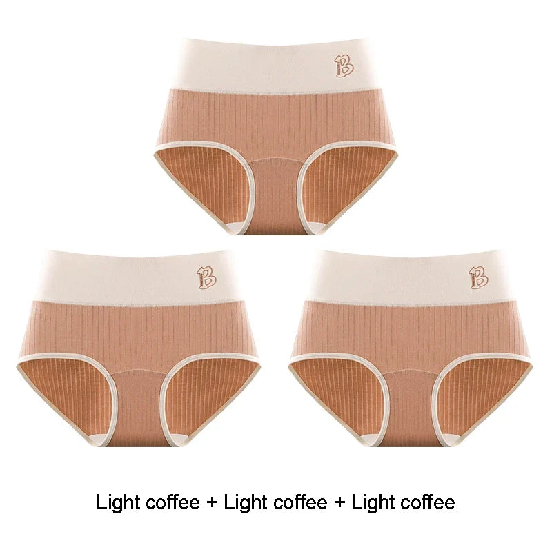 Women's Cotton Briefs - High-Waisted Belly Control Sports Panties Set for Women