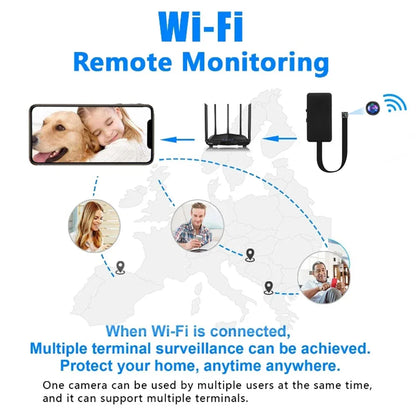 HD 1080P Mini WiFi Camera DIY Module — Nanny Cam with Wide-Angle, Motion Detection, Alarm, Recording, and Phone App Support