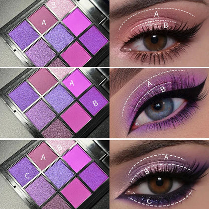 9-Grid Eyeshadow Palette – Glitter, Pearlescent, Matte, Shimmer Long-Lasting Eye Makeup for Women