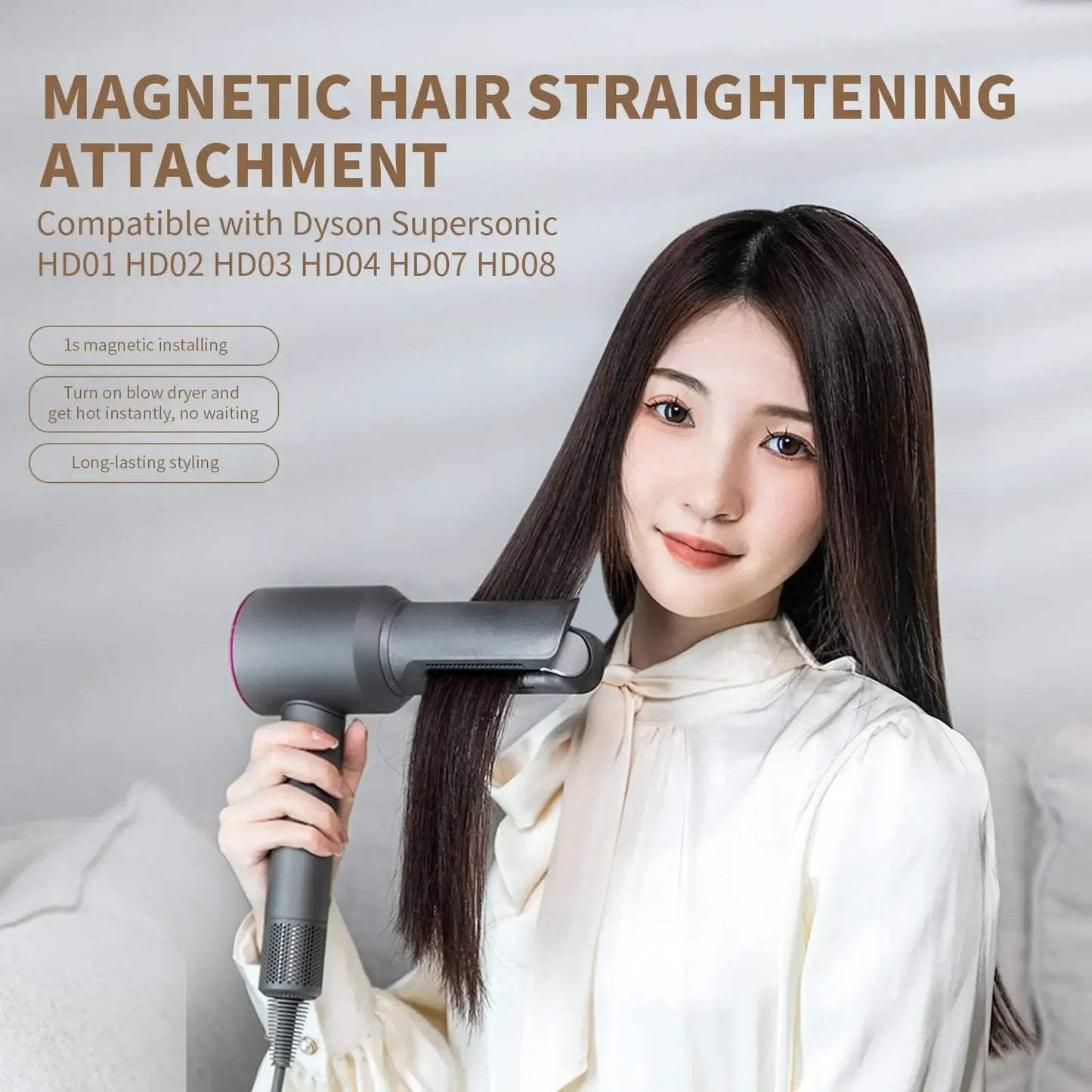 Supersonic Hair Dryer Nozzle Attachment for Dyson Airwrap HD – Straightening Clamp Plate for Hair Styling