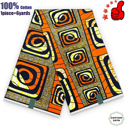 African Real Wax Print Fabric - 100% Cotton Ghana Nigeria Style Ankara Batik Sewing Material