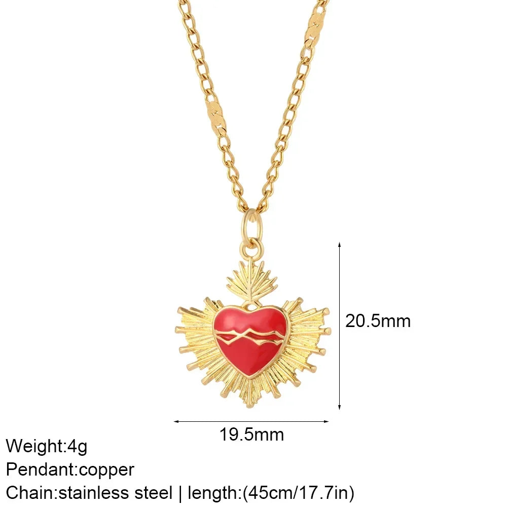 Heart Evil Blue Eye Sun Necklace – Cute Dog, Bee & Elephant Gold Pendant with Long Stainless Steel Chain for Women