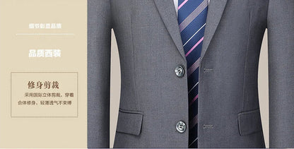 2023 Men’s Two-Button Wedding Suit — Korean Slim Fit Fashion Business Formal Two-Piece Set (Blazer + Trousers)