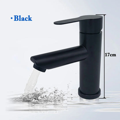 Matte Black Basin Sink Faucet - Deck Mounted Hot & Cold Water Mixer Tap for Bathroom Lavatory Sink (Hose Not Included)