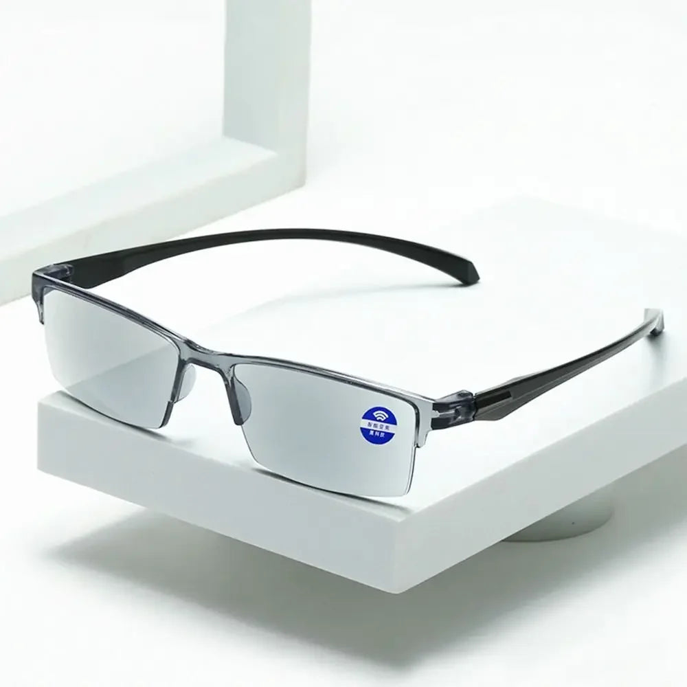 Smart Automatic Zoom Reading Glasses – Autofocus Anti-Blue Ray Half-Rim Eyewear for Near & Far Vision