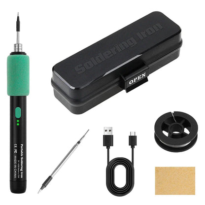 LF USB Soldering Iron 8W – 3-Level Adjustable Temperature Rechargeable Lithium Battery Welding Kit for DIY Electronics & Home Repair Soldering Set