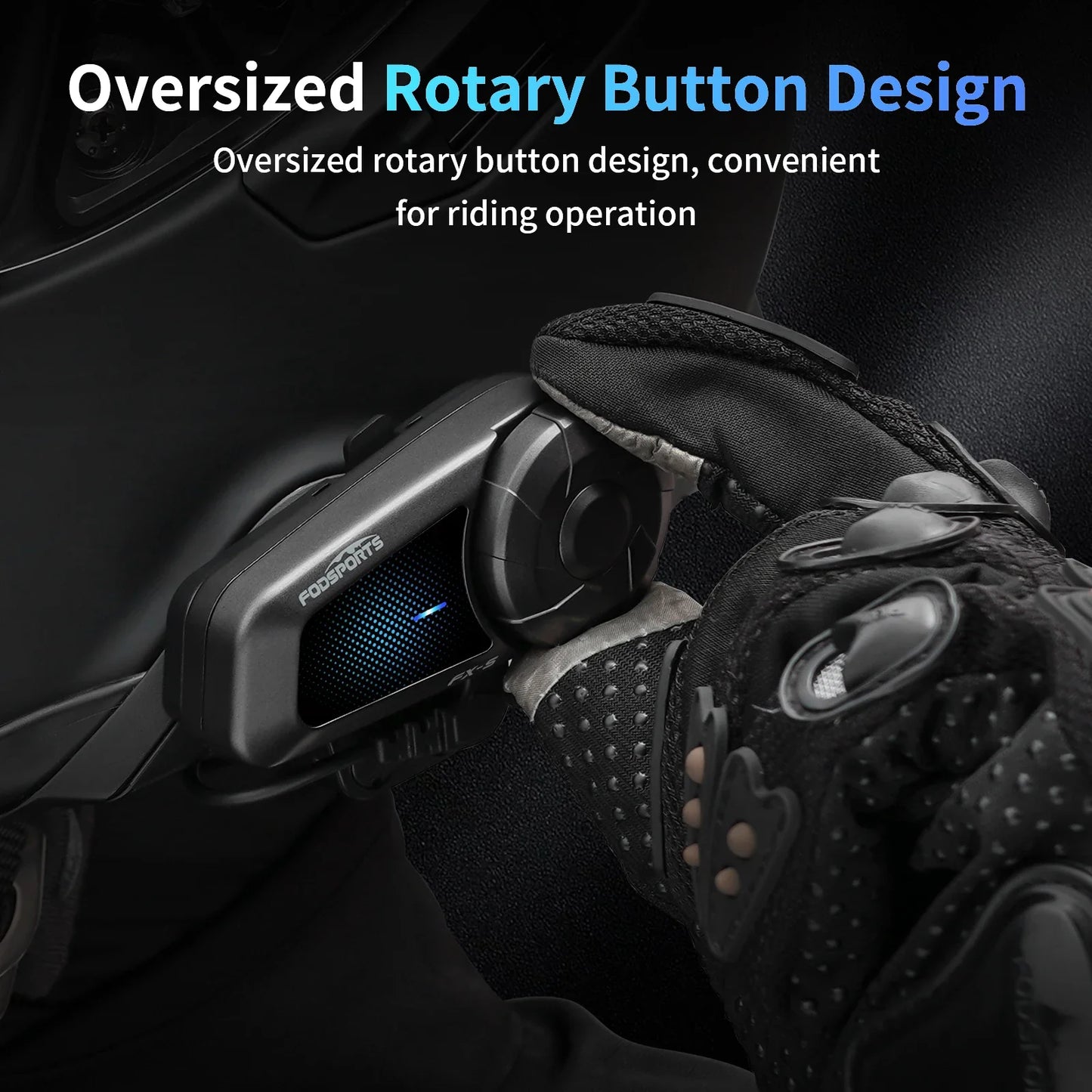 Fodsports FX-S Bluetooth Motorcycle Intercom — Wireless Helmet Headset with 1000M Range, BT5.4